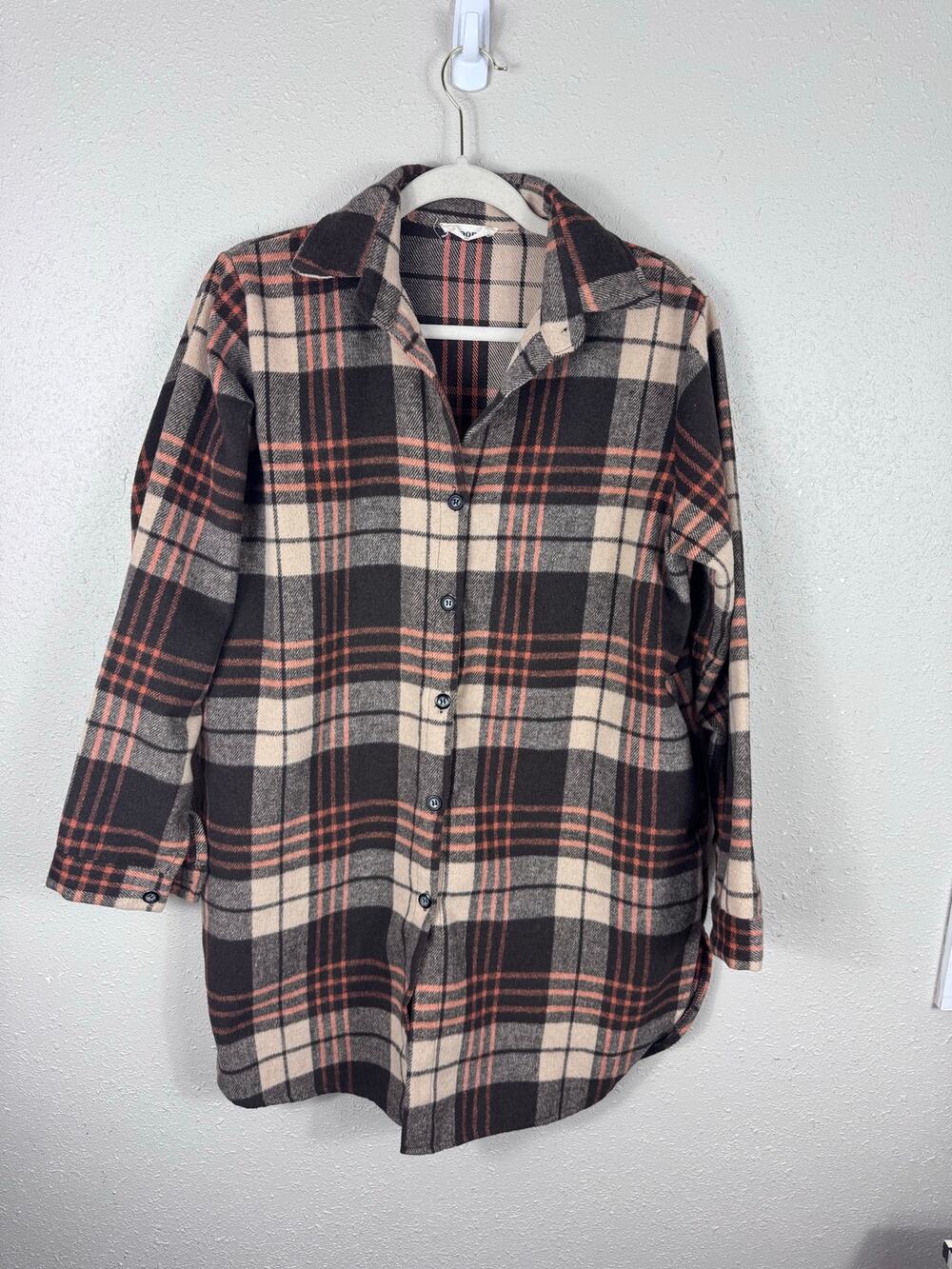 Adora Brown 7 Orange Flannel Womens Size Small